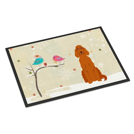 Carolines Treasures Christmas Presents Between Friends Irish Setter Indoor or Outdoor Mat, 18 x 0.25 x 27 in. BB2536MAT